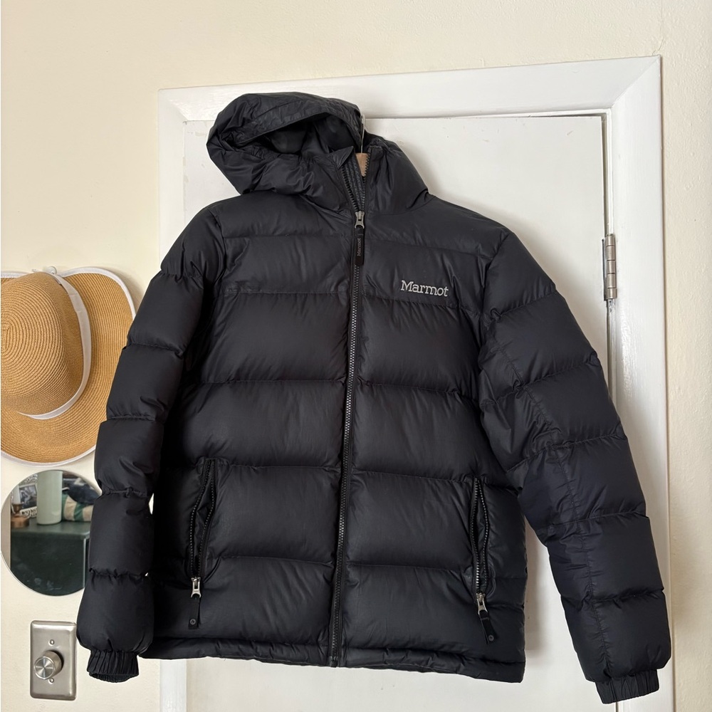 Marmot XL Youth Black Hooded Down Jacket